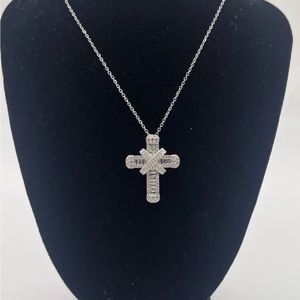 Silver Plated Zircon X Cross Necklace